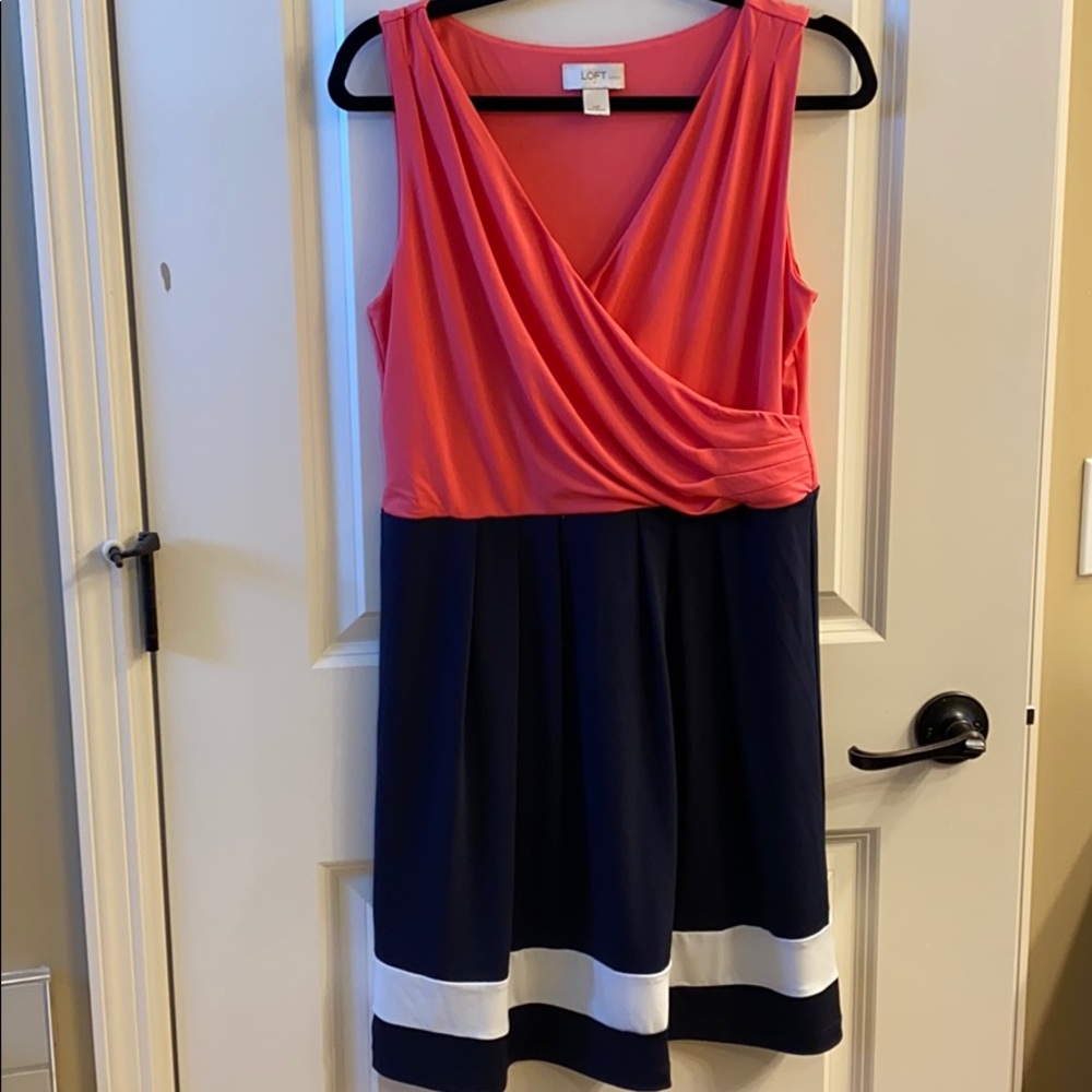 NWOTs Loft Navy and Peach Dress